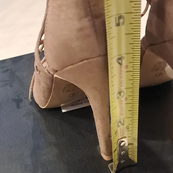 DV by Dolce Vita Lace-Up Suede Brown Heels Size 8 - Picture 4 of 12